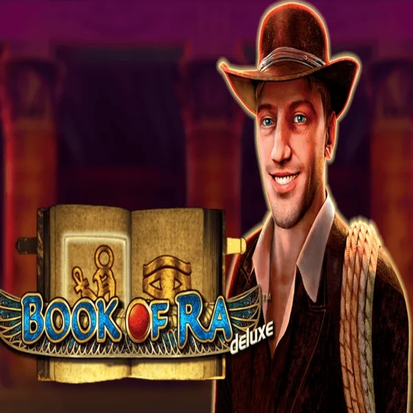 Slots logo of Book of Ra Deluxe from Novomatic at Captain Cooks Casino